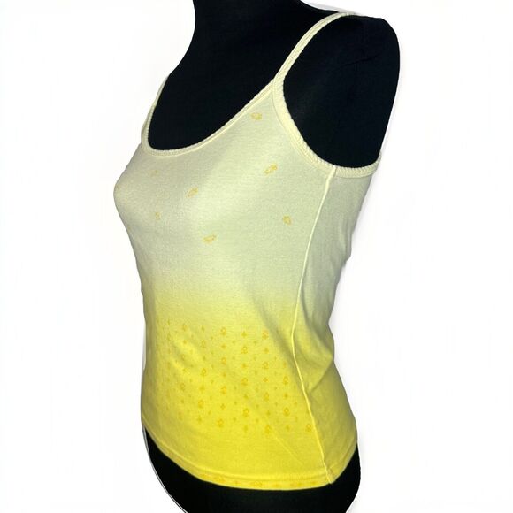 Vintage Y2K Yellow Ombre Tank Top S 2000s Cotton Ditsy Floral Fairy Whimsical - Picture 5 of 10